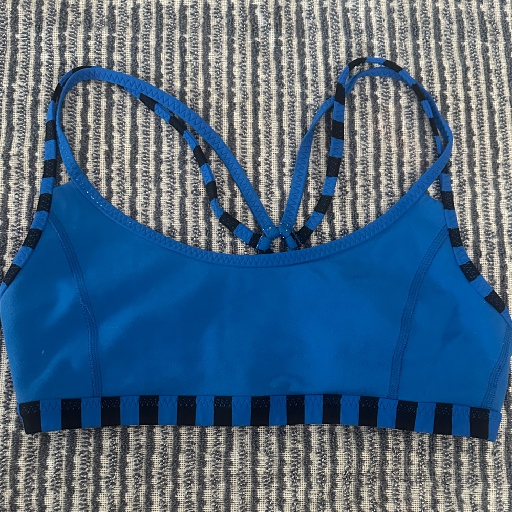 Blue Striped sports bra